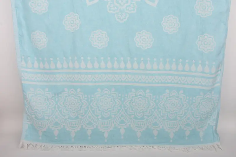Personalized Wedding Gift Turquoise Floral Patterned Towel, 73x36 Inches