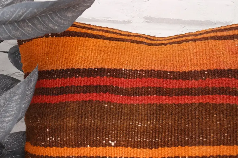 Bench Pillow, 18x18 Orange Pillow, Antique Pillows, Vintage Pillow, Pillow Sham, Living Room Throw Pillow Cover, Kilim Cushion Sham - 2