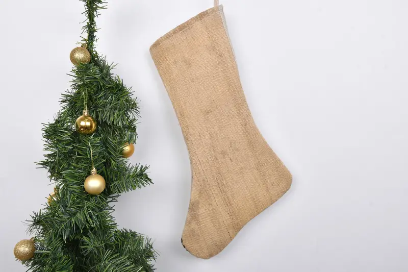 Patrón de adornos navideños festivos, calcetín navideño de 7 pulgadas de ancho