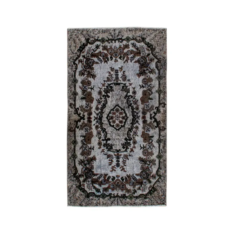 3.7x6.7 ft Turkish Rug, Vintage Area Rug, Brown Gray Ombré Rug - 1