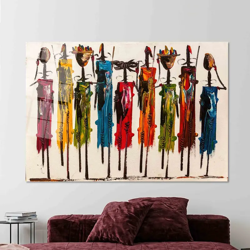 エレガントなマサイ族のキャンバス プリント: 抽象的なアフリカの人々 アート