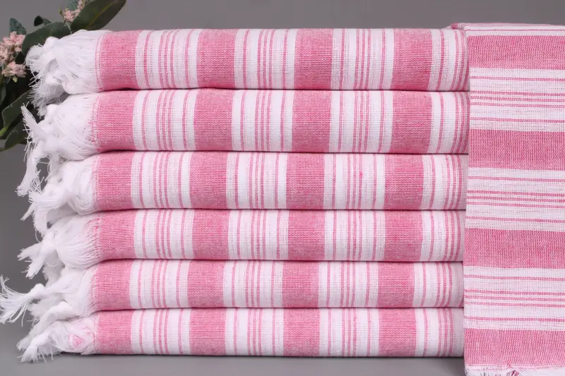 Custom Turkish Towel Pink Striped, 40x71 Inches, Personalized Wedding Gift