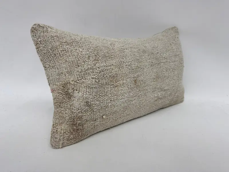 Boho Pillow Sham Cover, Kilim Pillow, 12x20 White Pillow Cover, Cushion Cover, Office Chair Pillow Sham, Ethnical Kilim Rug Pillow - 3