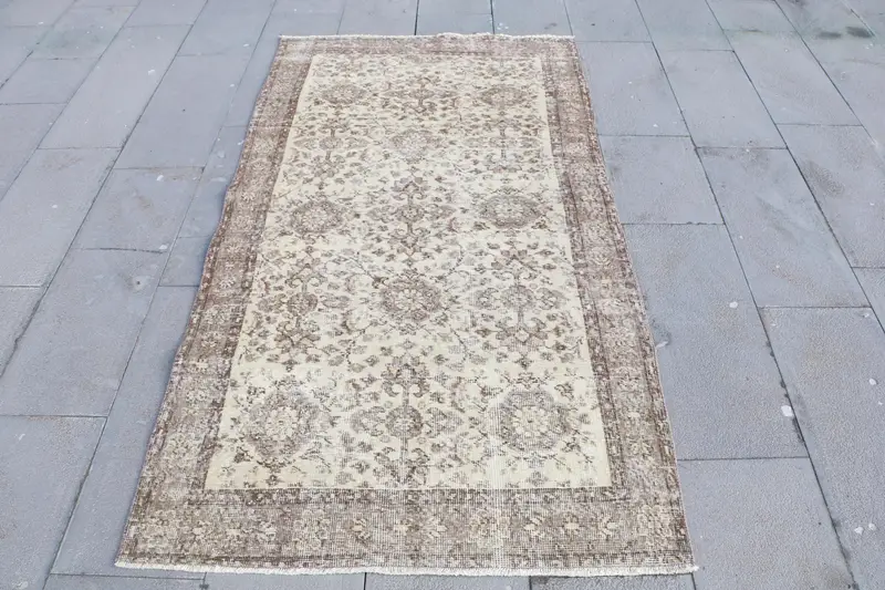 ブラウン、ベージュ オンブレ ラグ、3.6x6.7 フィート シックなリビングルームのアクセント