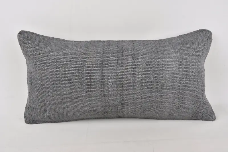 Cushion, 12x24 Gray Pillow Case, Kilim Cushion Sham, One Of A Kind Pillow Cover, Handwoven Pillow Sham, Pillow for Sofa, Turkish Pillow - 1