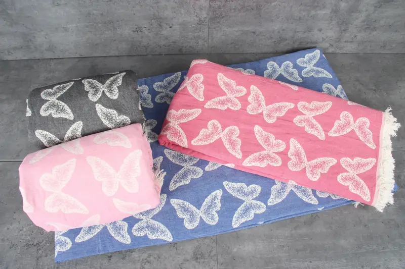 Turkish Cotton Blanket, Throw Blanket Couch, 96x80 Cotton Butterfly Pattern Towel, Shower Curtain, Bedspread, Personalized Gifts, Maid Of Honor Gift - 6