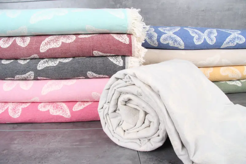 Turkish Cotton Blanket, Throw Blanket Couch, 96x80 Cotton Butterfly Pattern Towel, Shower Curtain, Bedspread, Personalized Gifts, Maid Of Honor Gift - 2