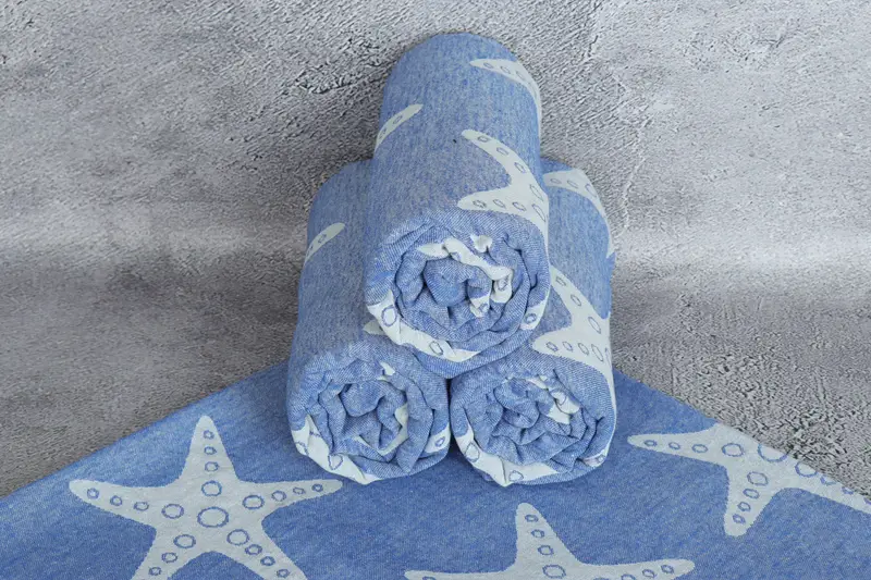 Summer Gift, Organic Cotton Towel, Summer Towel, Bathroom Towel, Quick-dry towel, Absorbent Turkish towel, 70x40 Cotton Starfish Patterned Towel - 8