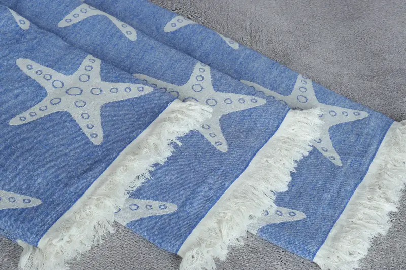 Summer Gift, Organic Cotton Towel, Summer Towel, Bathroom Towel, Quick-dry towel, Absorbent Turkish towel, 70x40 Cotton Starfish Patterned Towel - 6