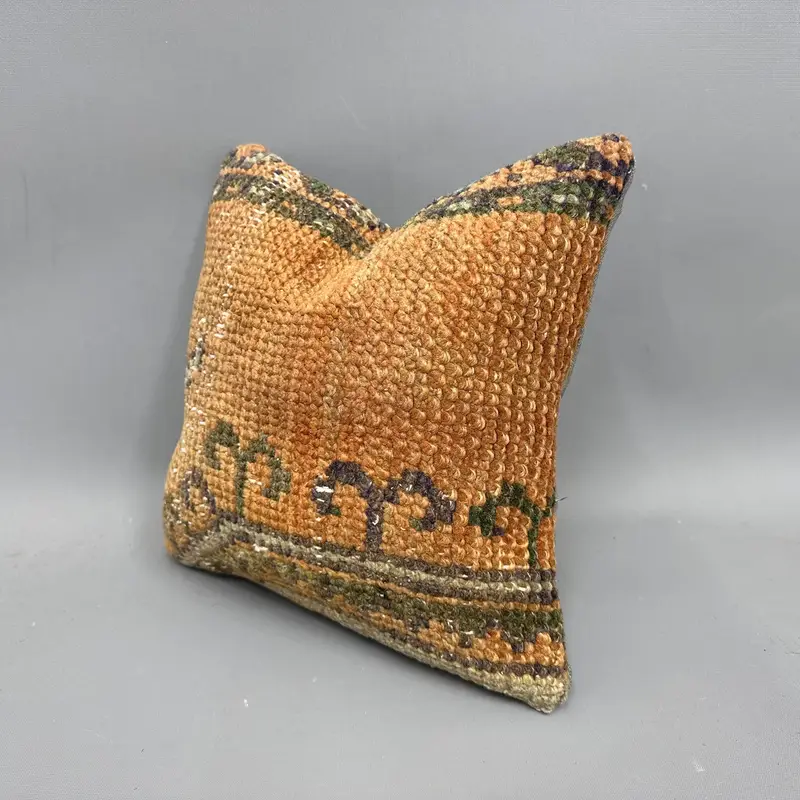 Outdoor Pillow Case, Boho Pillow Sham Cover, Pillow for Couch, Vintage Pillow, Traditional Cushion Case, 12x12 Orange Cushion, Cushion Cover - 3