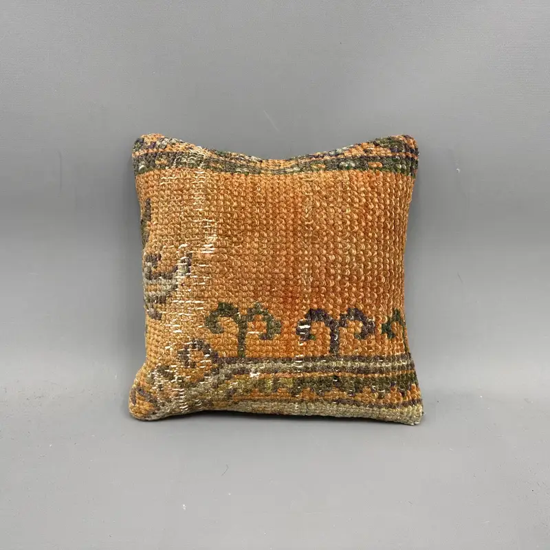 Outdoor Pillow Case, Boho Pillow Sham Cover, Pillow for Couch, Vintage Pillow, Traditional Cushion Case, 12x12 Orange Cushion, Cushion Cover - 4