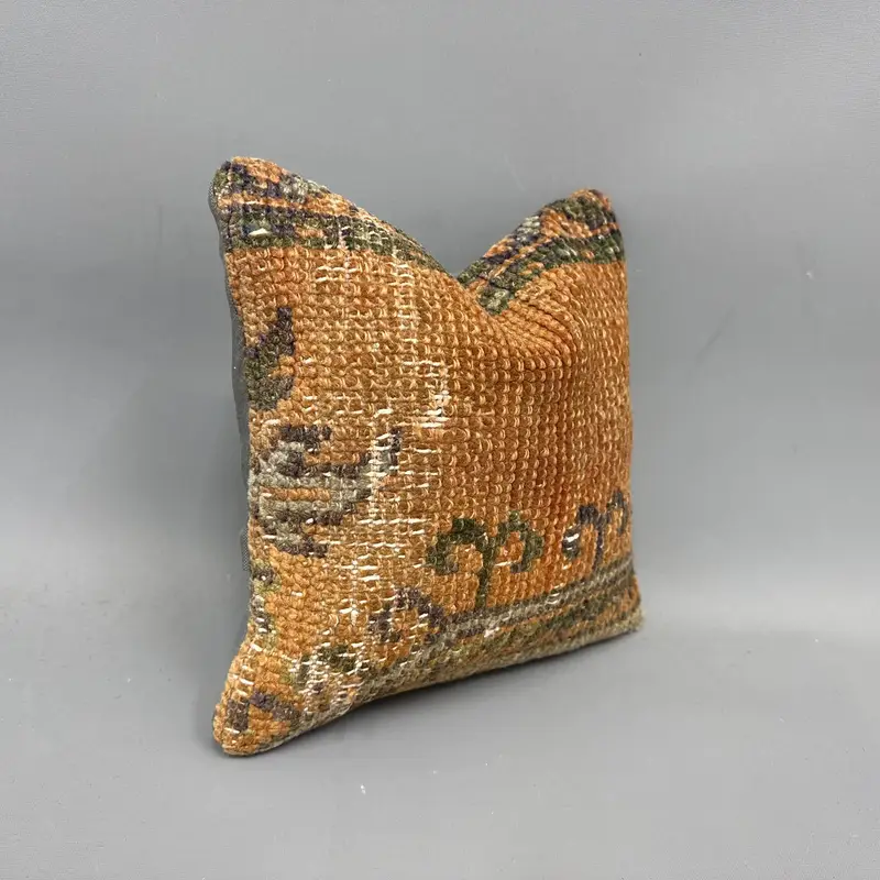 Outdoor Pillow Case, Boho Pillow Sham Cover, Pillow for Couch, Vintage Pillow, Traditional Cushion Case, 12x12 Orange Cushion, Cushion Cover - 2