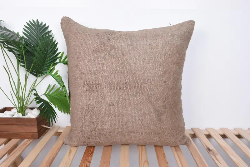 28x28 Brown Pillow, Pillow for Sofa, Kilim Pillow Cover, Vintage Pillow Cover, Garden Cushion, Pillow Case, Boho Pillow Sham Cover - 1