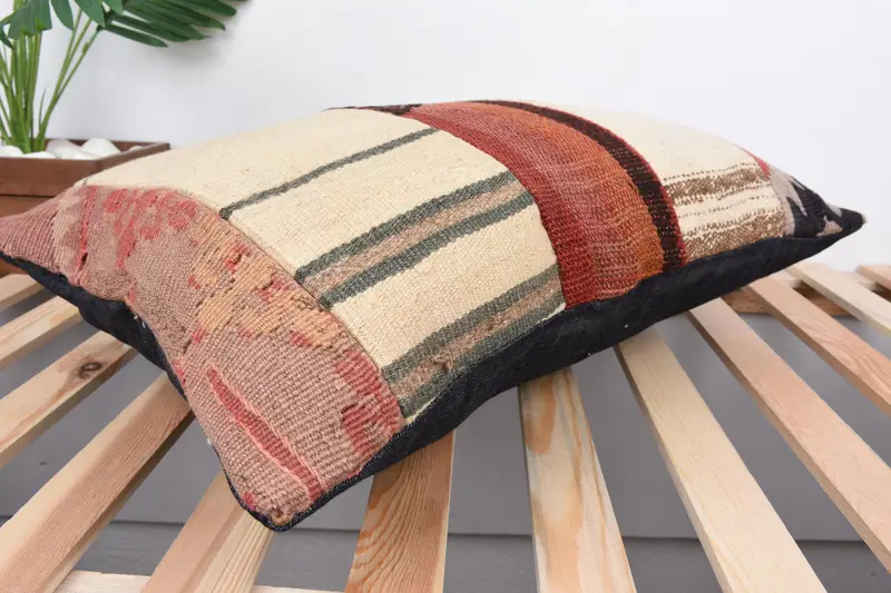 Tribal Pillow Case, Home Decor Pillow, 16x24 Beige Pillow, Interior Designer Pillow, Vintage Kilim Pillow, Pillow Cover, Yoga Cushion - 6