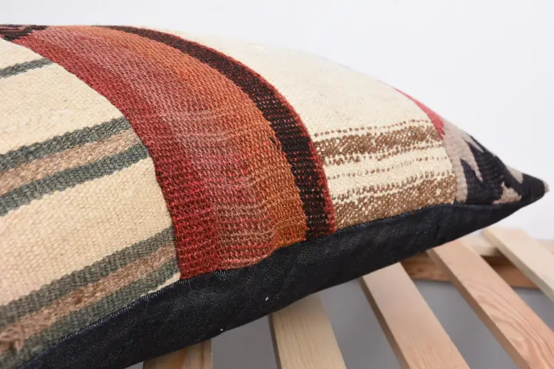 Tribal Pillow Case, Home Decor Pillow, 16x24 Beige Pillow, Interior Designer Pillow, Vintage Kilim Pillow, Pillow Cover, Yoga Cushion - 7