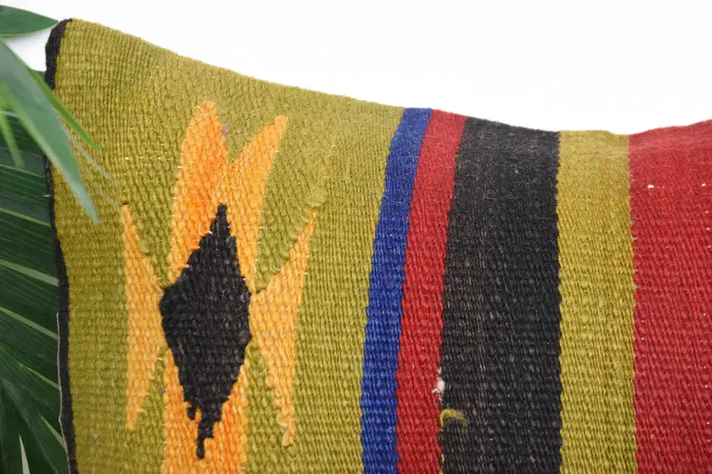 Cushion Cover, Turkish Pillow, Cotton Cushion Cover, Throw Kilim Pillow, Pillow for Couch, Ethnic Throw Pillow Case, 14x14 Green Pillow Sham - 2