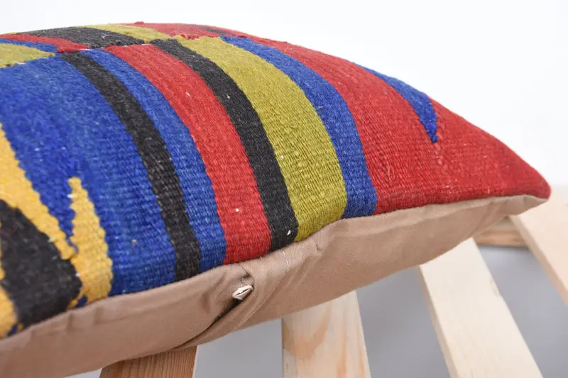 Cushion Cover, Turkish Pillow, Cotton Cushion Cover, Throw Kilim Pillow, Pillow for Couch, Ethnic Throw Pillow Case, 14x14 Green Pillow Sham - 7