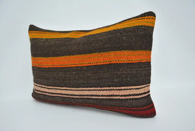 Vintage Cushion, Cushion Cover, Home Decor Pillow, 16x24 Brown Pillow Case, Kilim Cushion Sham, Tribal Pillow Case, Rustic Pillow, Vintage Pillow - 4