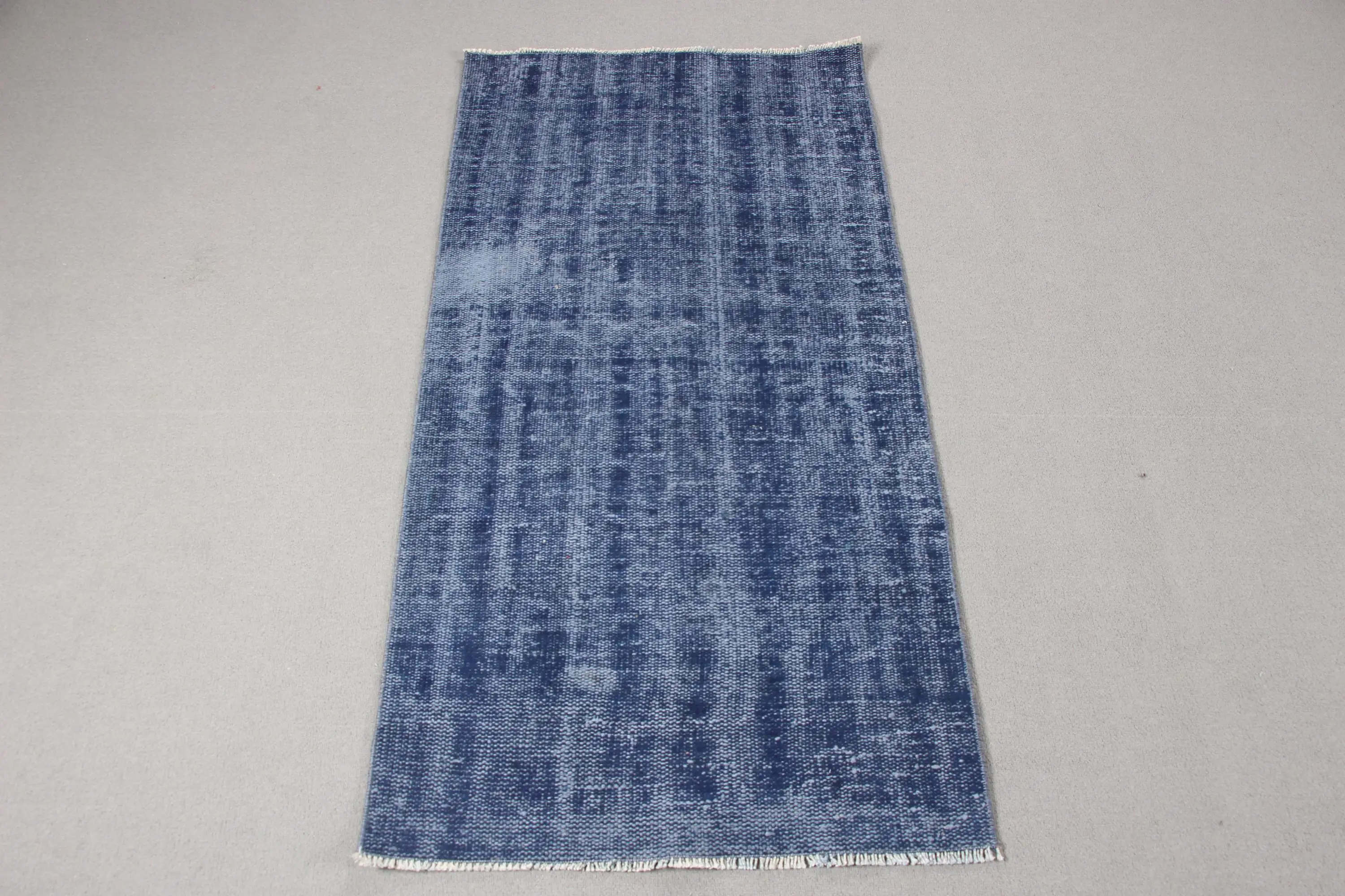 Vintage Small Rug, 2.3x4.5 ft Turkish Rug, Blue Wool Rug - 1