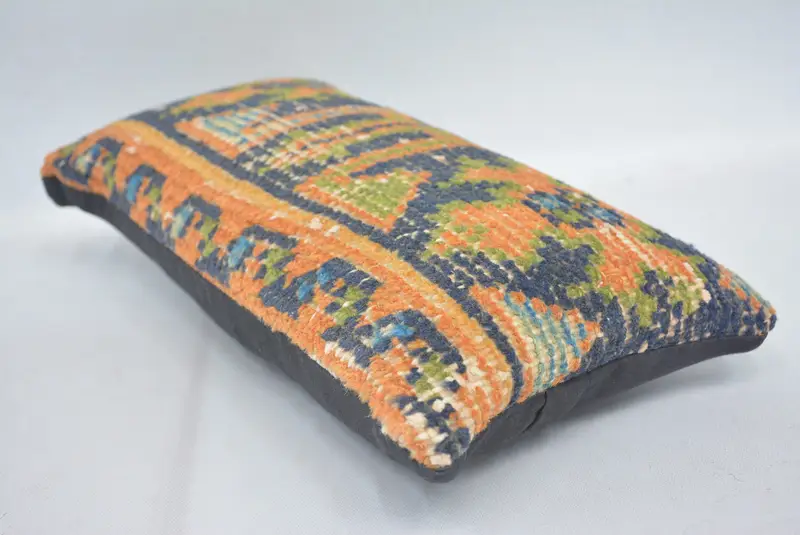 Crochet Pattern Cushion Cover, Turkish Pillow, 8x16 Blue Pillow, Nomadic Cushion Case, Cushion Cover, Interior Designer Pillow, Kilim Pillow Cover - 6