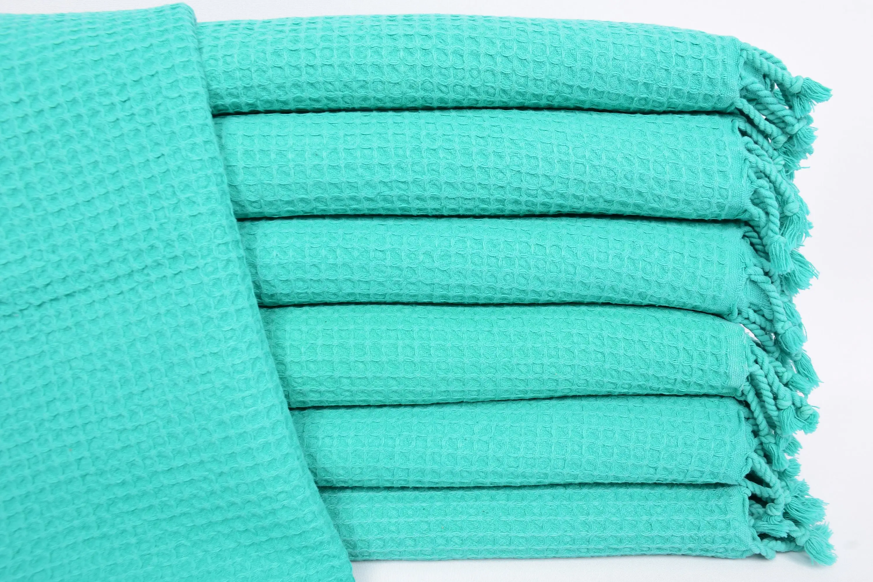 Personalized Hand Towel Green Waffle Kitchen Towel, 40x20 Inches - 1