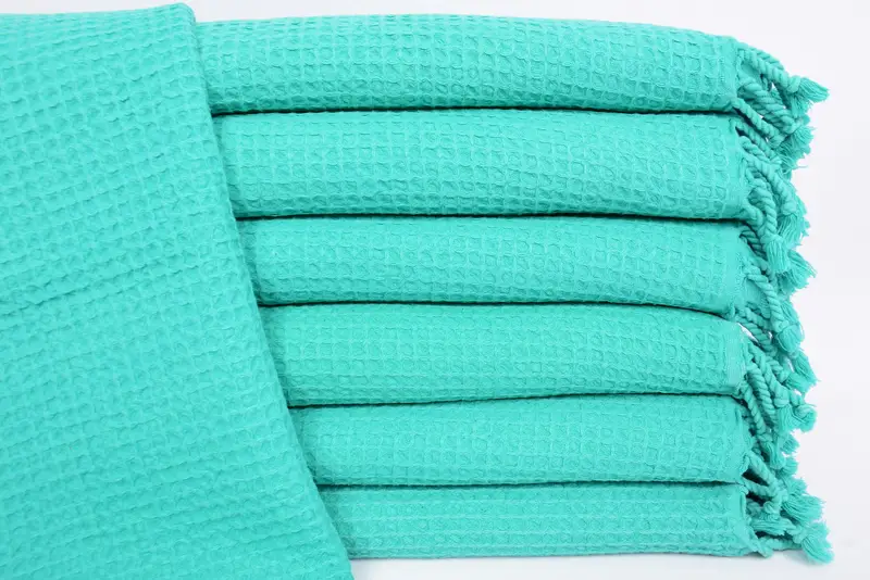 Personalized Hand Towel Green Waffle Kitchen Towel, 40x20 Inches