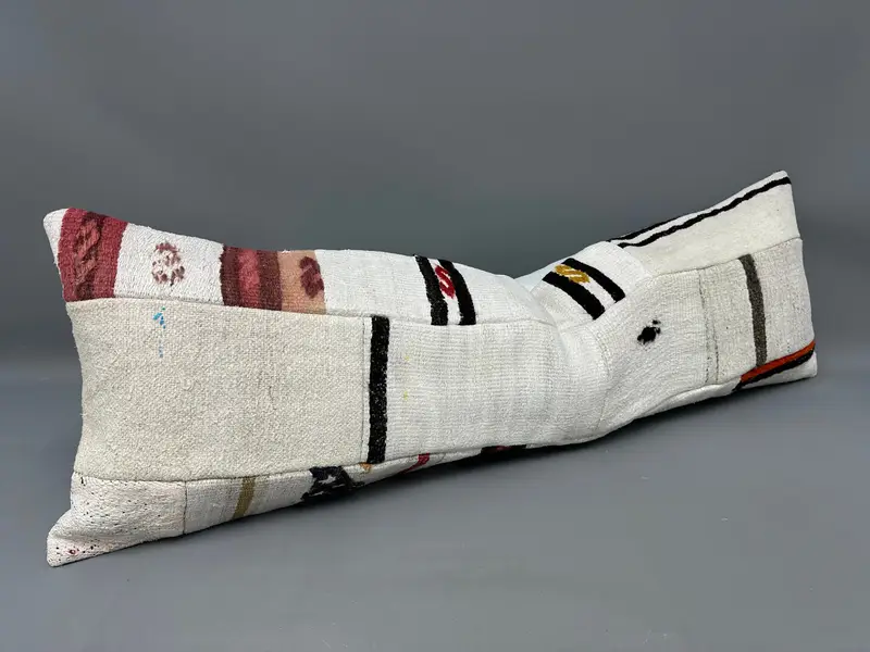 Kilim Cushion Sham, 16x48 Beige Pillow Case, Art Deco Cushion, Boho Throw Cushion, Kilim Pillow, Pillow Cover, Retro Throw Cushion, Turkish Pillow - 2