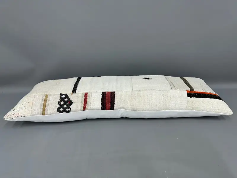 Kilim Cushion Sham, 16x48 Beige Pillow Case, Art Deco Cushion, Boho Throw Cushion, Kilim Pillow, Pillow Cover, Retro Throw Cushion, Turkish Pillow - 7