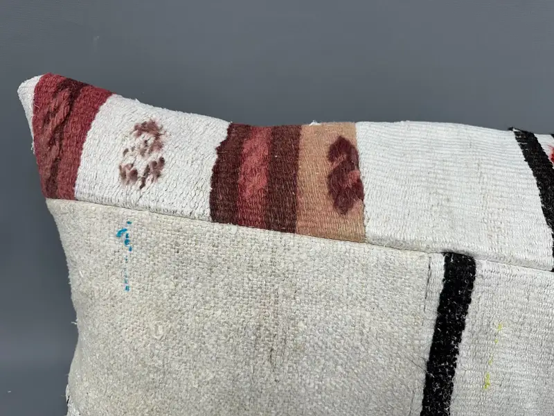 Kilim Cushion Sham, 16x48 Beige Pillow Case, Art Deco Cushion, Boho Throw Cushion, Kilim Pillow, Pillow Cover, Retro Throw Cushion, Turkish Pillow - 5