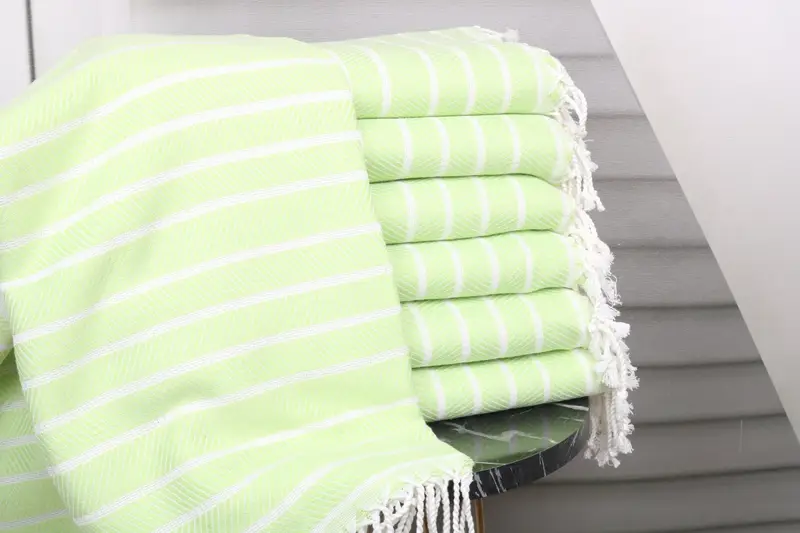 Pistachio Green Herringbone Towel, 40x71 Inches, Organic Turkish Cotton