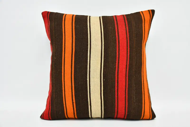Hippie Throw Pillow Case, Pillow, 20x20 Brown Cushion Cover, Kilim Pillow, Pillow for Couch, Ethnical Kilim Rug Pillow, Bolster Pillow Sham - 1