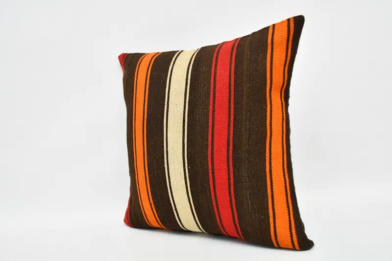 Hippie Throw Pillow Case, Pillow, 20x20 Brown Cushion Cover, Kilim Pillow, Pillow for Couch, Ethnical Kilim Rug Pillow, Bolster Pillow Sham - 4