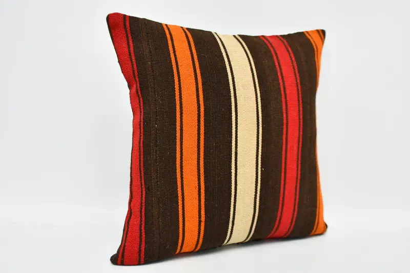 Hippie Throw Pillow Case, Pillow, 20x20 Brown Cushion Cover, Kilim Pillow, Pillow for Couch, Ethnical Kilim Rug Pillow, Bolster Pillow Sham - 3