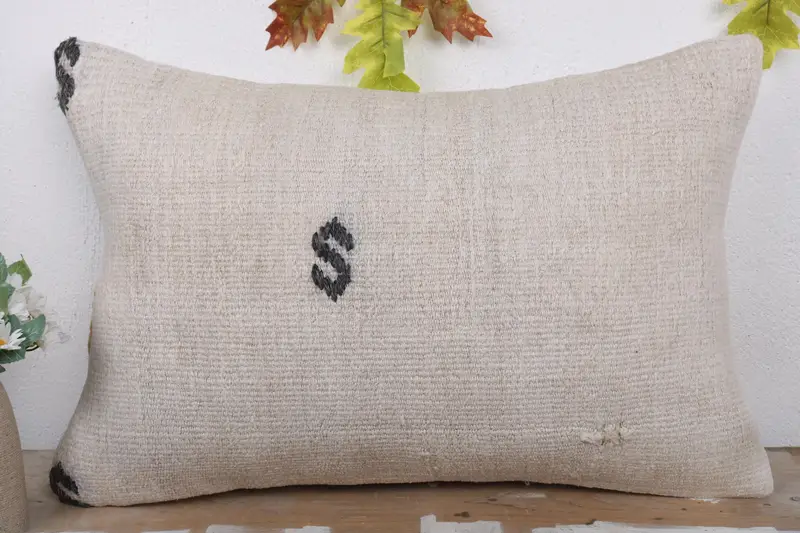 Handmade Kilim Cushion, Traditional Pillow Cover, Pillow Case, Antique Pillows, Vintage Pillow, 16x24 White Pillow Case, Art Deco Cushion - 2