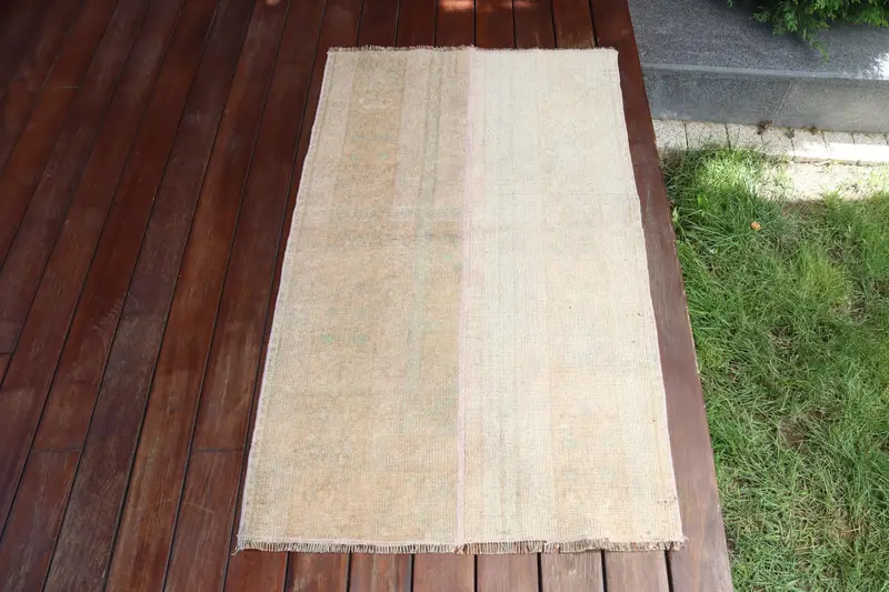 Vintage Türk Halısı, 2.2x3.6 ft Oushak Halı, Kahverengi Çiçekli Yün Halı - 1