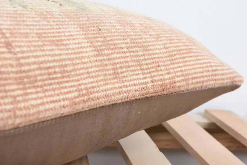 Handmade Kilim Cushion, Vintage Kilim Pillow, Pillow Case, Couch Pillow Sham, 12x24 Beige Cushion, Designer Throw Pillow Sham, Antique Pillows - 7