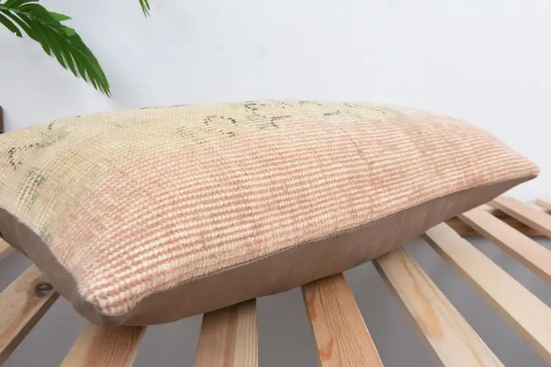 Handmade Kilim Cushion, Vintage Kilim Pillow, Pillow Case, Couch Pillow Sham, 12x24 Beige Cushion, Designer Throw Pillow Sham, Antique Pillows - 6