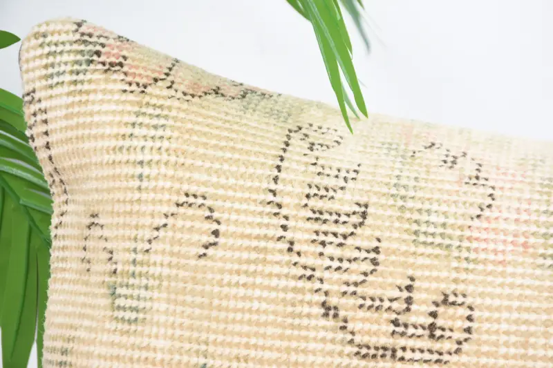 Handmade Kilim Cushion, Vintage Kilim Pillow, Pillow Case, Couch Pillow Sham, 12x24 Beige Cushion, Designer Throw Pillow Sham, Antique Pillows - 2