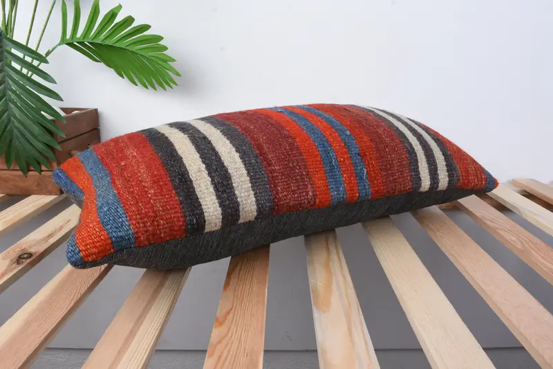 Bolster -Wurfkissen -Hülle, 12x24 Rote Kissengehäuse, Boho -Kissenscheinabdeckung, Vintage -Kissen, Kissenbezug, antike Kissen - 6