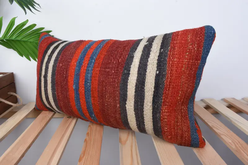 Bolster -Wurfkissen -Hülle, 12x24 Rote Kissengehäuse, Boho -Kissenscheinabdeckung, Vintage -Kissen, Kissenbezug, antike Kissen - 4