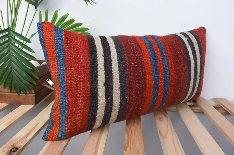 Bolster -Wurfkissen -Hülle, 12x24 Rote Kissengehäuse, Boho -Kissenscheinabdeckung, Vintage -Kissen, Kissenbezug, antike Kissen - 5