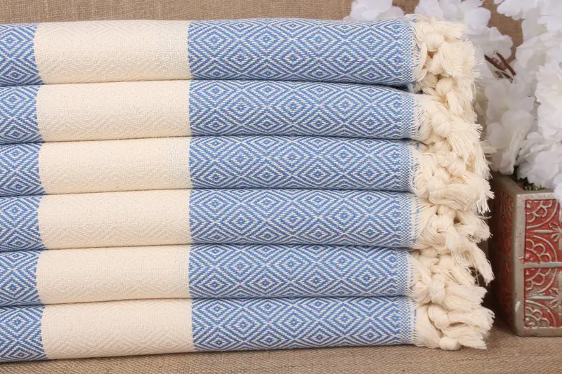 パーソナライズされたビーチタオル ブルー、オーガニックコットン、40x71インチ