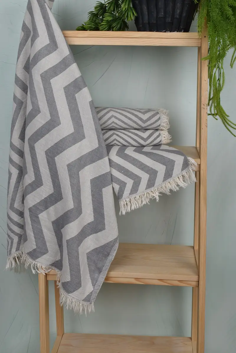 Bridal Shower Favor, Bachelorette Party Items, 70x40 Cotton Zigzag Design Towel, Handmade Gift, Personalized Bridesmaid Gift, Organic towel - 6