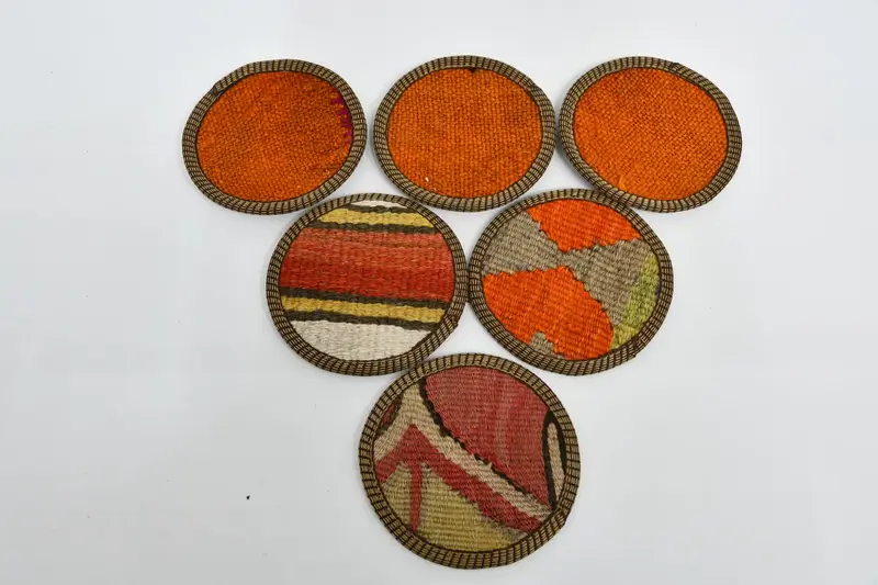 Posavasos antideslizantes de color naranja y rojo, posavasos redondos tradicionales