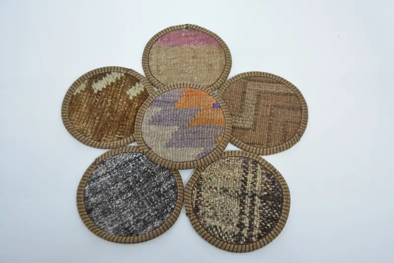 Bohem Yuvarlak Bardak Altlığı, Kahverengi ve Bronz Bardak Altlığı
