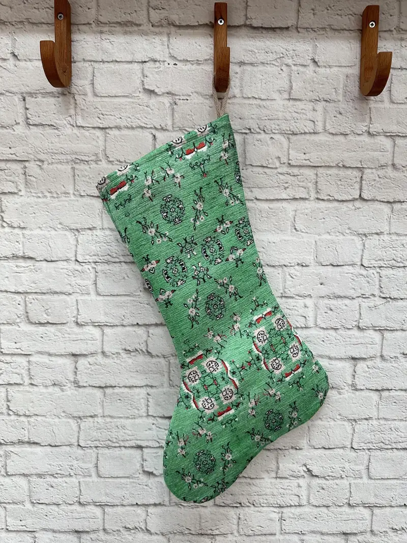 Vibrant Kilim Print Stocking: Modern Holiday Xmas Decor