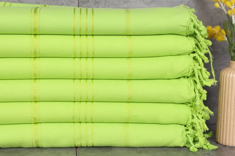 Monogram Beach Towel Green Stripes, Turkish Cotton, 40x71 Inches