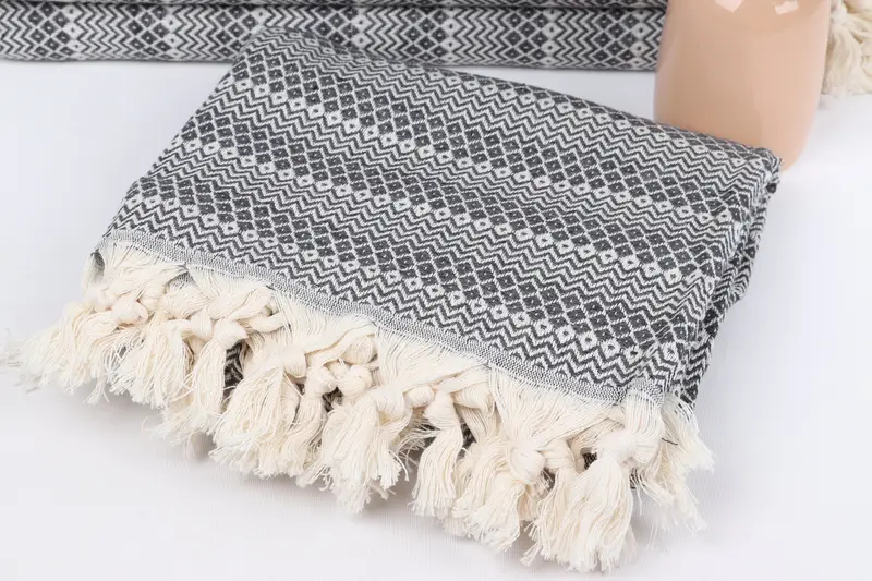 Turkish Towel Beach, Travel towel, Bachelor Gift, Personalized Bridesmaid Gift, Turkish fouta towel for outdoor use, 70x38 Cotton Diamond Towel - 5