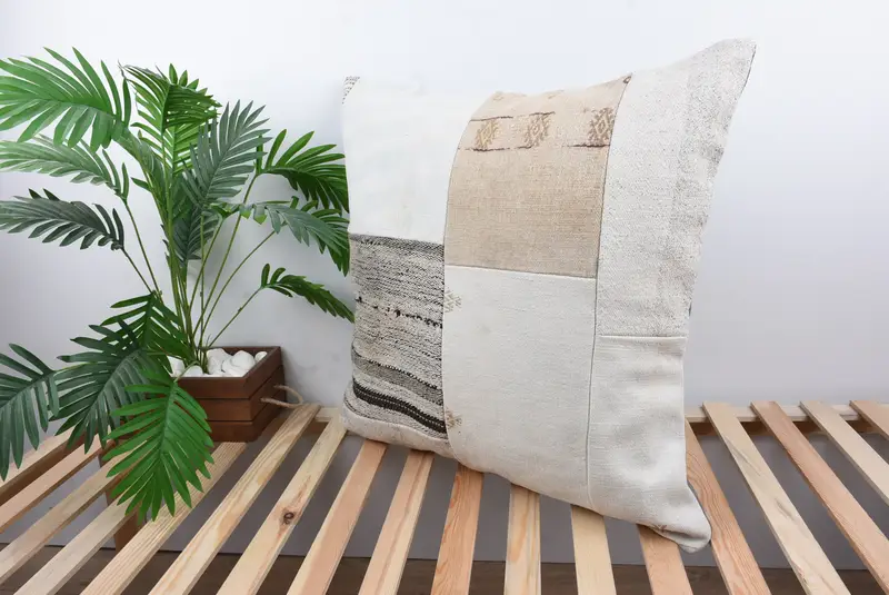 Pillow Case, Gift Pillow, 28x28 White Pillow Sham, Boho Pillow Sham Cover, Pastel Pillow Sham, Boho Pillow, Vintage Pillow - 5