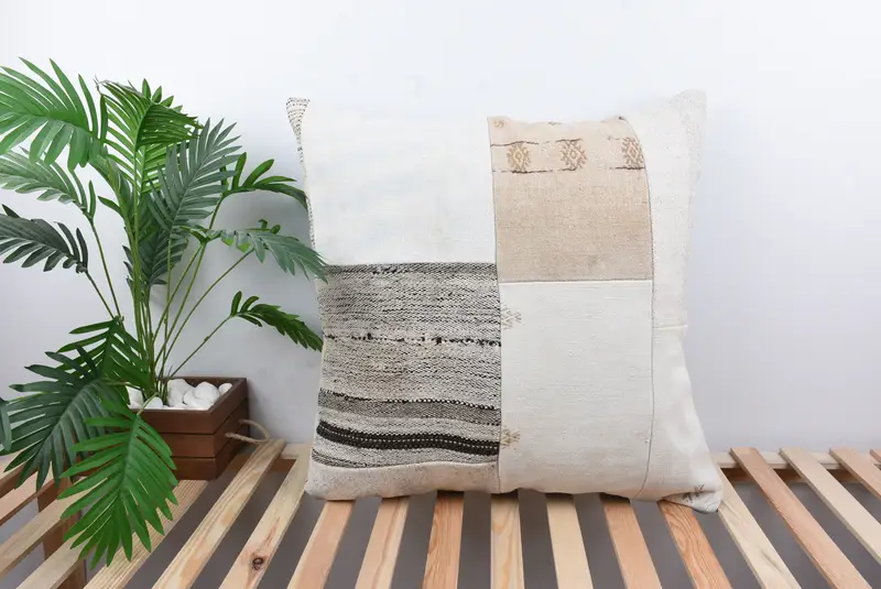 Pillow Case, Gift Pillow, 28x28 White Pillow Sham, Boho Pillow Sham Cover, Pastel Pillow Sham, Boho Pillow, Vintage Pillow - 1